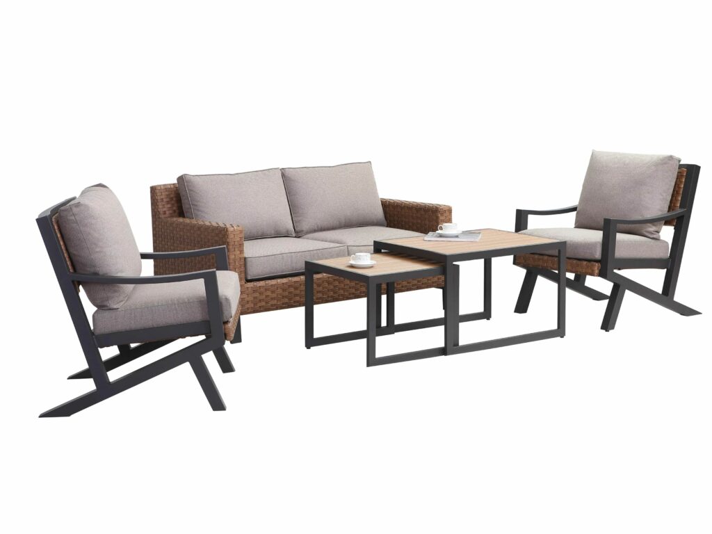 Garden Rattan and Aluminum Sofa Set 4 Seater and 2 Table