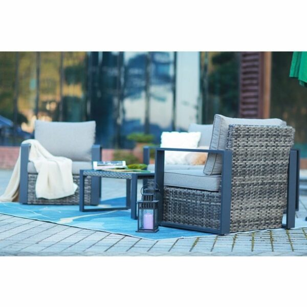 Rattan Sofa Set with Coffee Table - 4 Seating - Grey - Image 6