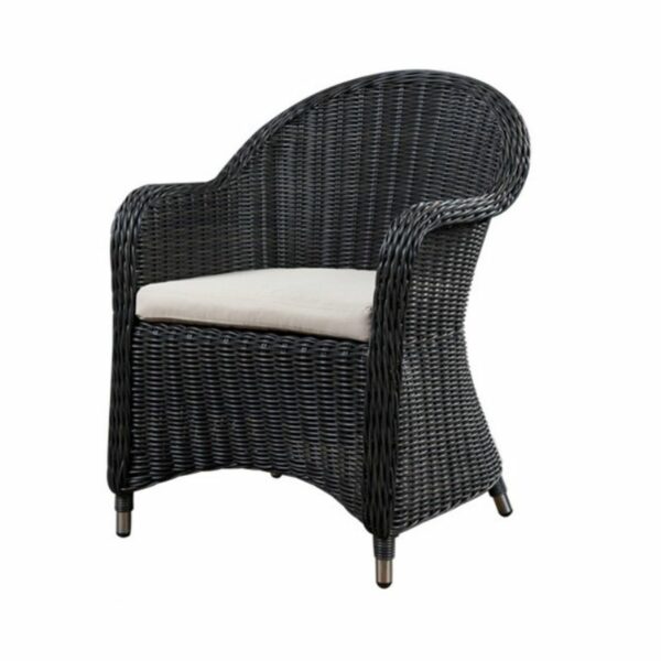 Modern Rattan Chair Wicker Arm - 6 cm Cushion - Black