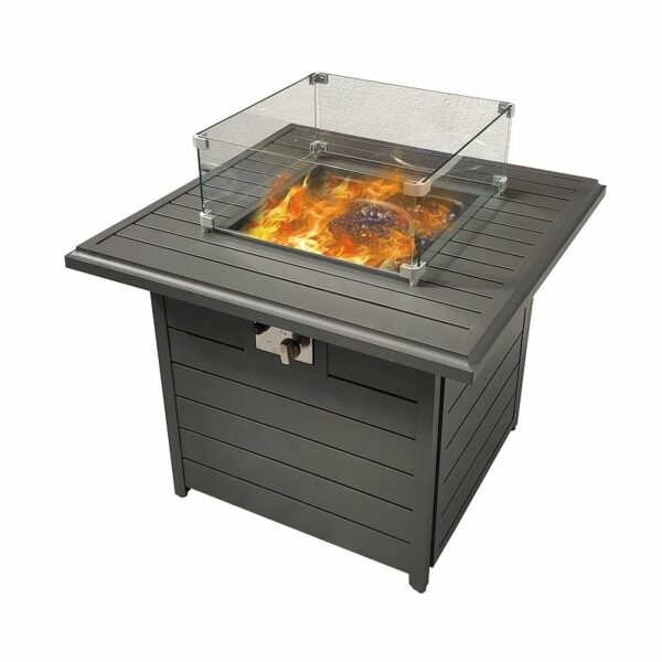 Aluminum Square Gas Fire Pit - Brown