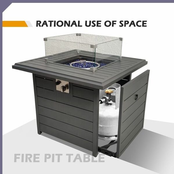 Aluminum Square Gas Fire Pit - Brown - Image 2