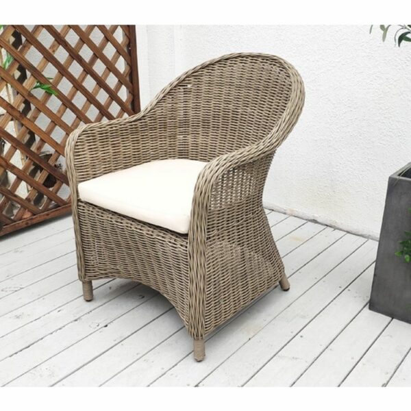 Modern Rattan Chair Wicker Arm - 6 cm Cushion - Black - Image 6