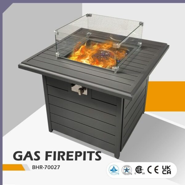 Aluminum Square Gas Fire Pit - Brown - Image 6