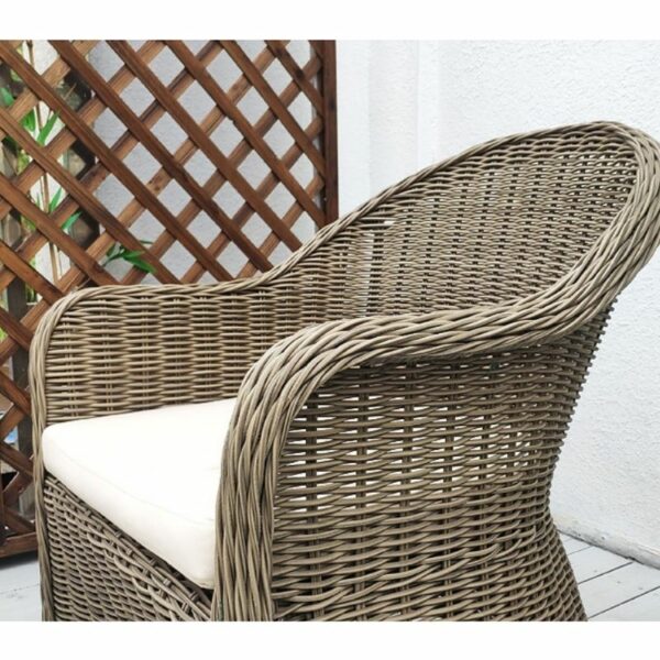 Modern Rattan Chair Wicker Arm - 6 cm Cushion - Black - Image 5