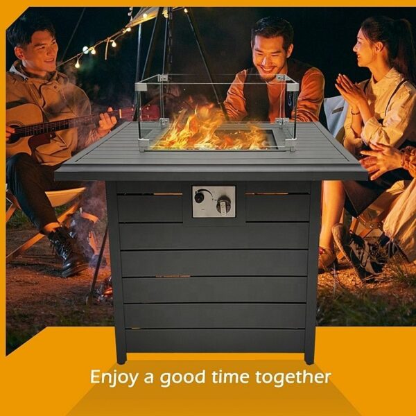 Aluminum Square Gas Fire Pit - Brown - Image 4